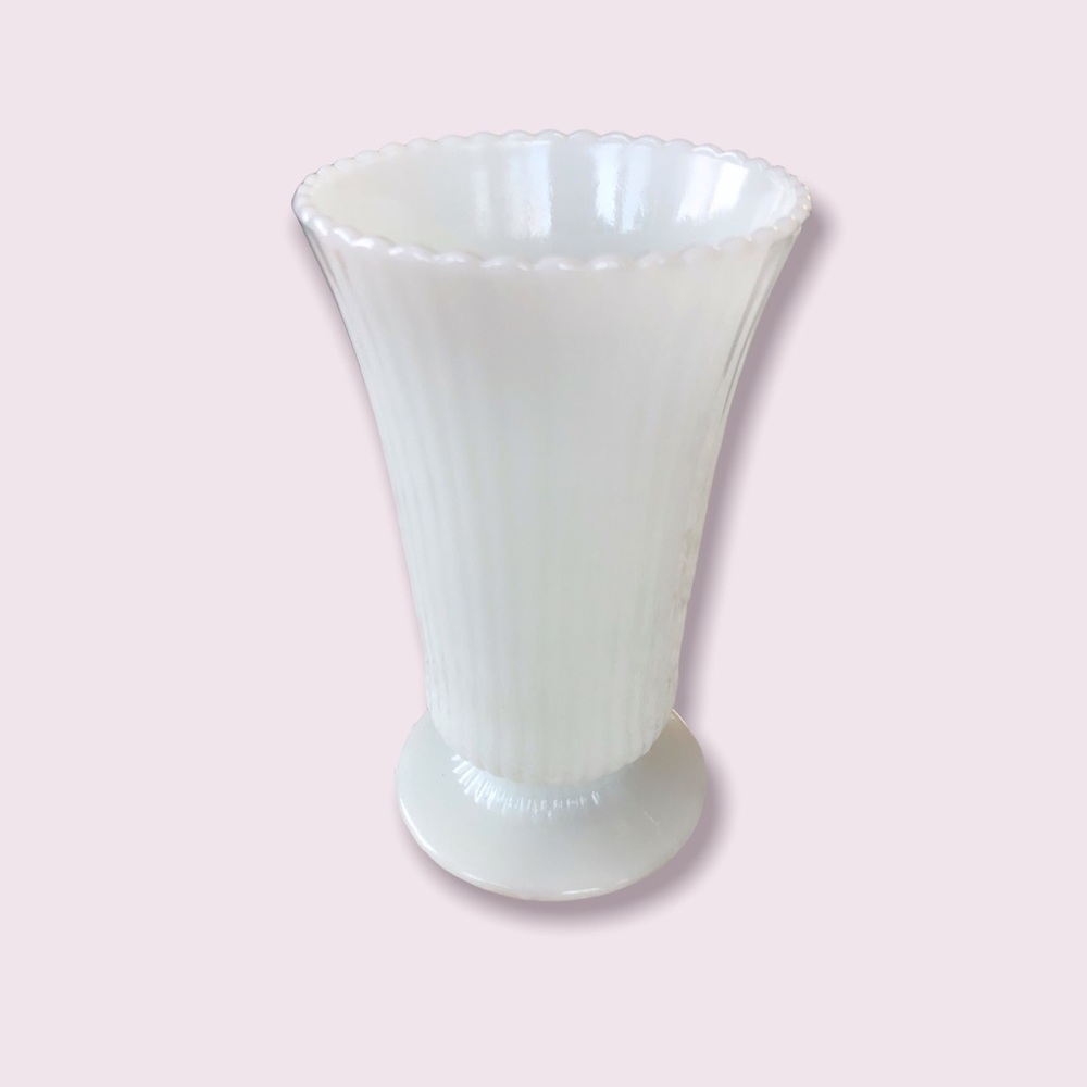 Vintage EO Brody Co. Milk White Glass Footed Vase.
